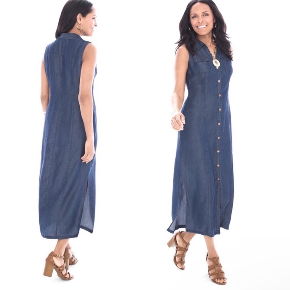 Chico’s Sleeveless Blue Maxi Dress